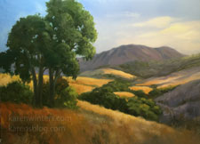 California golden hills and oaks oil painting